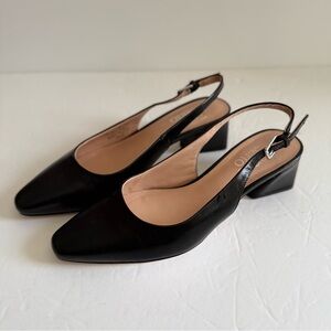 Leather Black Slingback Heels, Franco Sarto Size 5